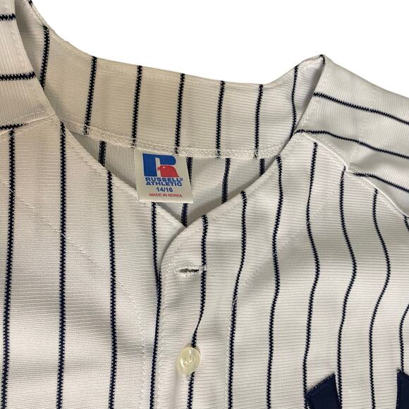 Russell Athletic NY Yankees pin striped Rodriguez short sleeve jersey SIZE L - Picture 3 of 5